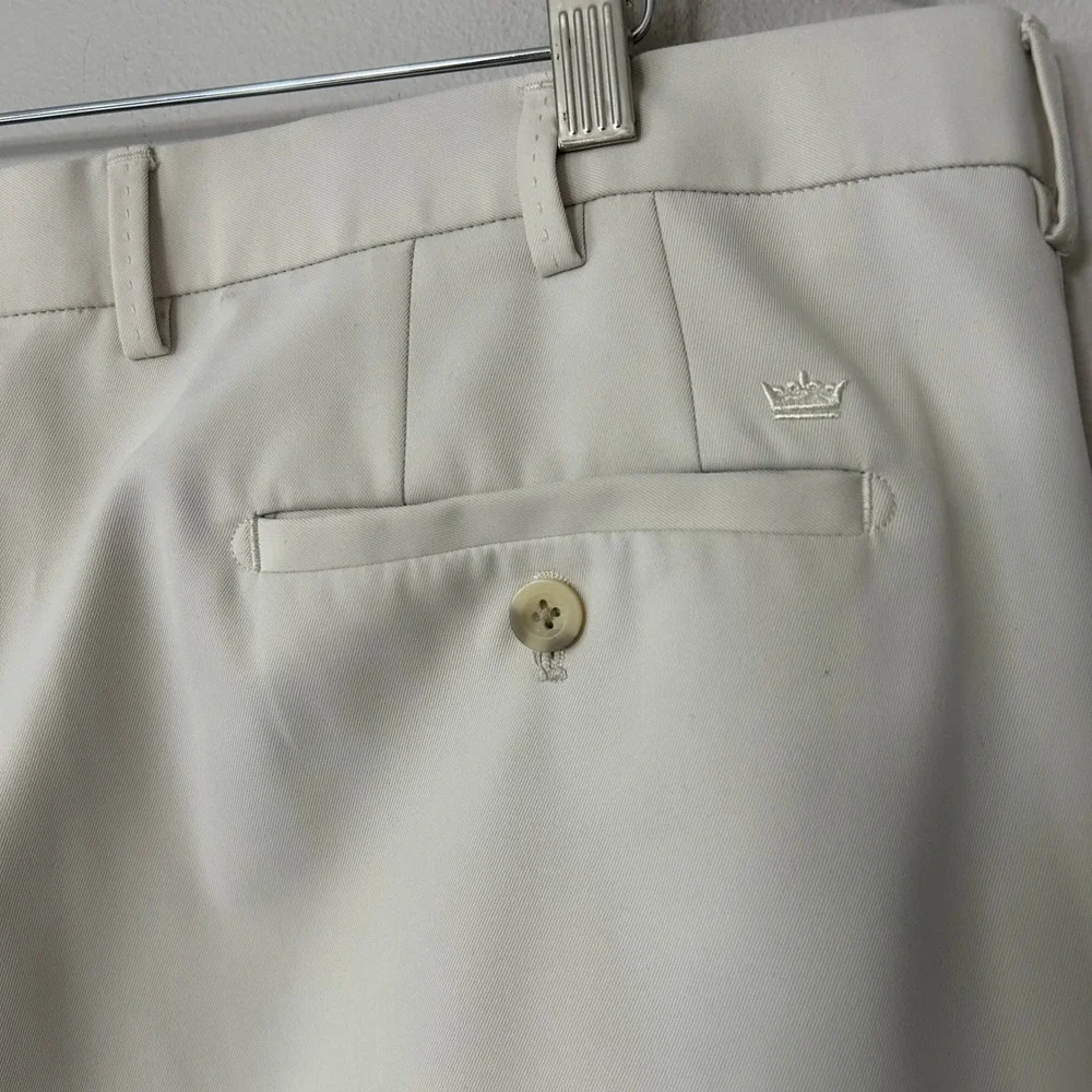 Peter Millar Pants Mens 38 Cream Crown Sport Golf Performance Flat Front Stretch